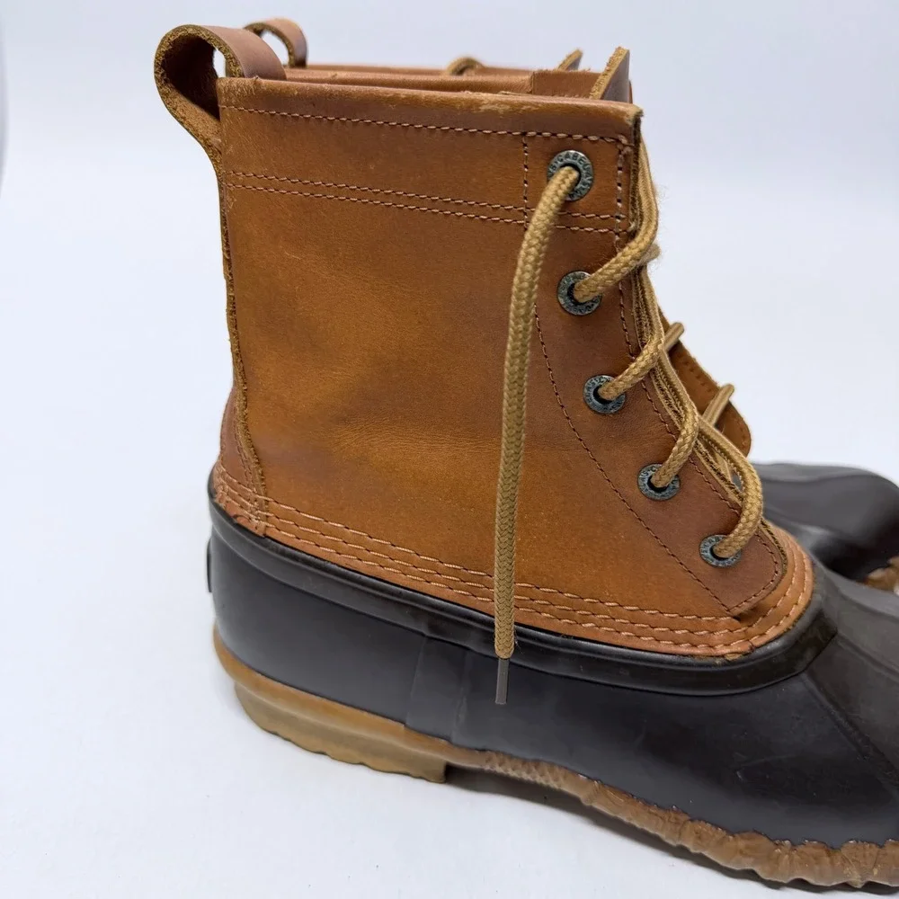 Cabelas  Mens Duck Boots Brown Tan Leather Waterproof Steel Shank Size 9